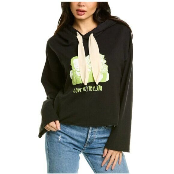 SANDRINE ROSE Oversized Raw Edge Hoodie In Black - L - Picture 1 of 8